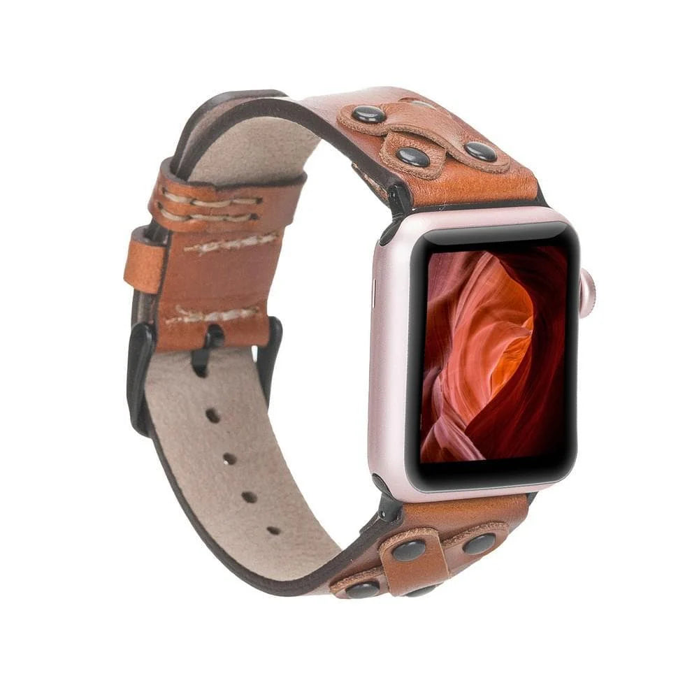 Cross Leather Apple Watch Band with Black Trok