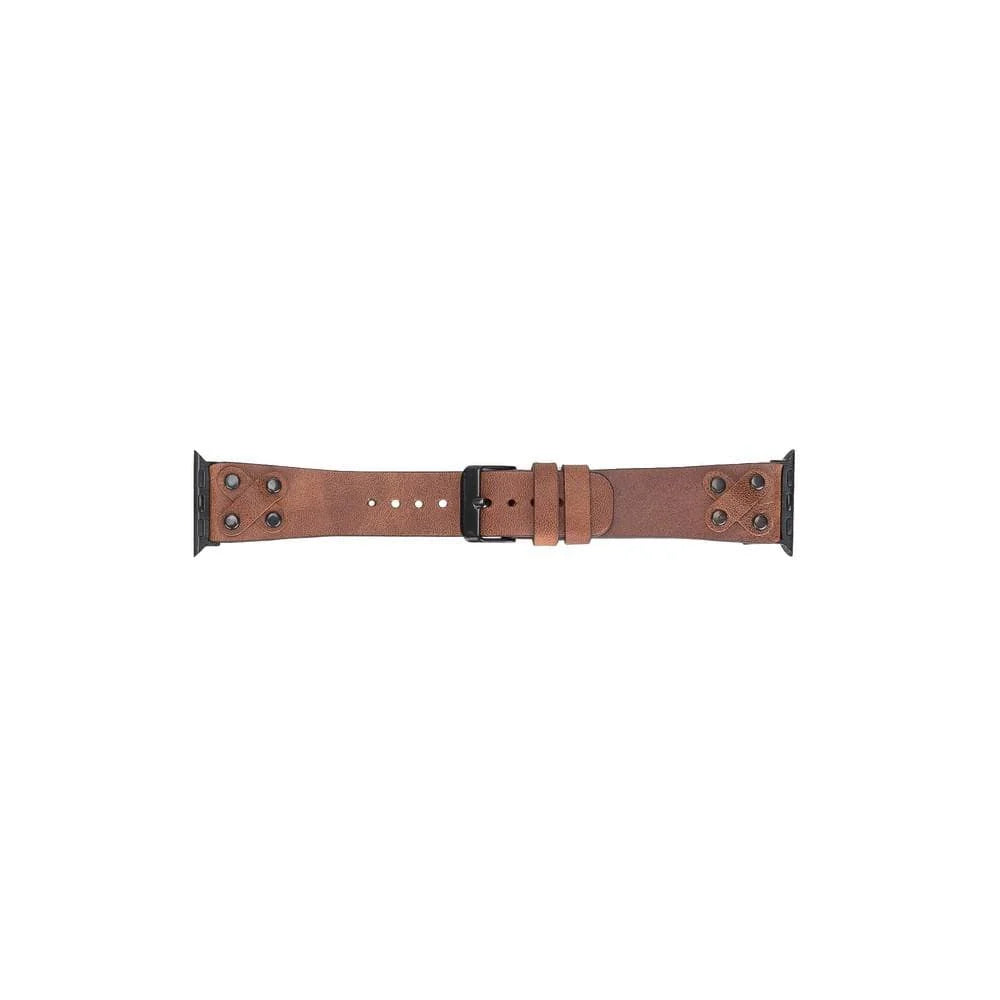 Cross Leather Apple Watch Band with Black Trok