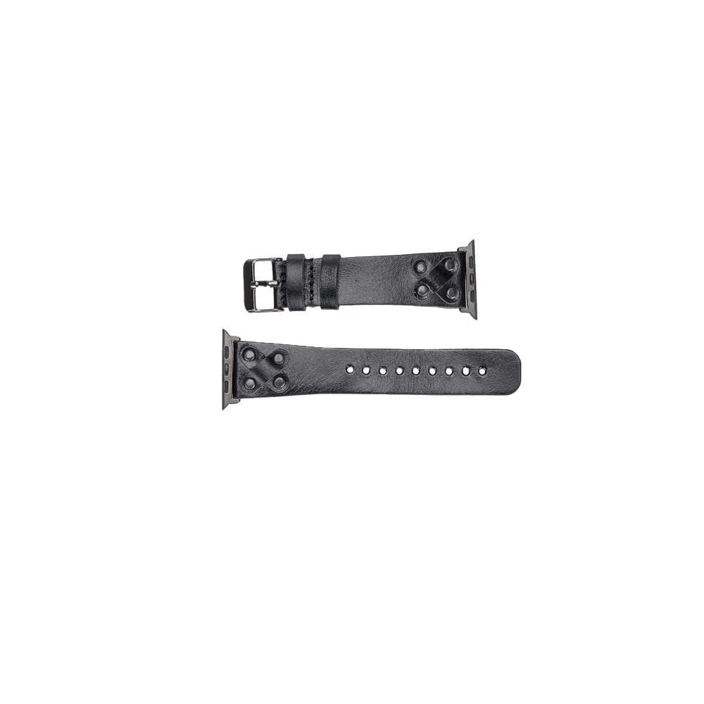 Cross Leather Apple Watch Band with Black Trok