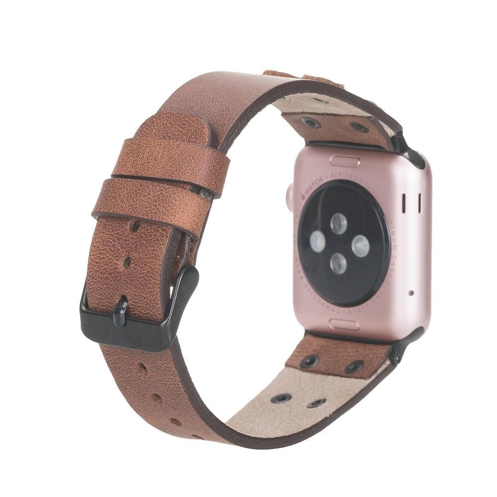 Cross Leather Apple Watch Band with Black Trok