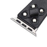 Cross Leather Apple Watch Band with Silver Trok