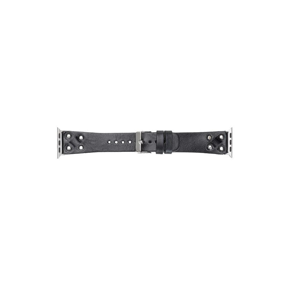 Cross Leather Apple Watch Band with Silver Trok