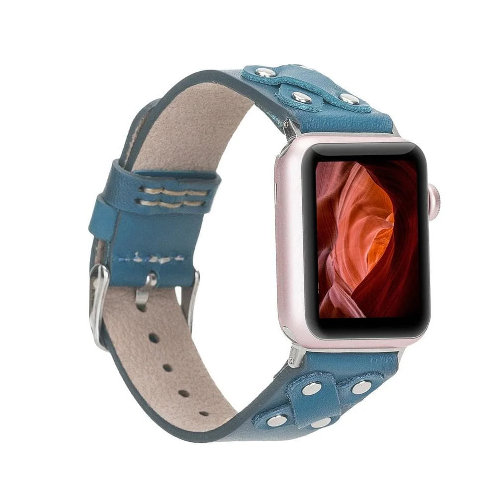 Cross Leather Apple Watch Band with Silver Trok