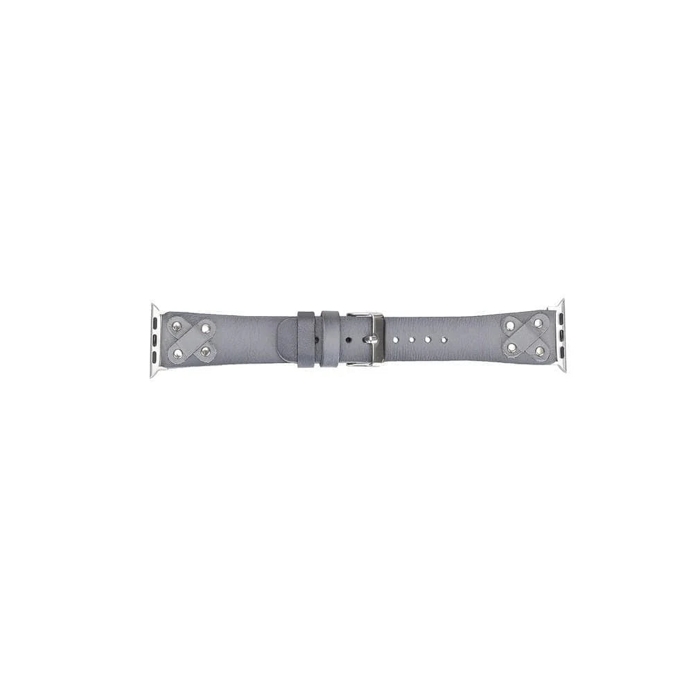 Cross Leather Apple Watch Band with Silver Trok
