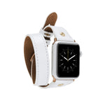 Hector Double Tour Leather Apple Watch Band with Gold Trok