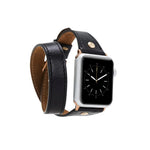 Hector Double Tour Leather Apple Watch Band with Gold Trok