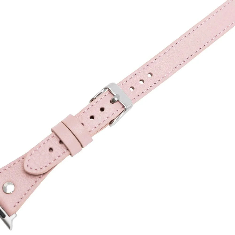 Hector Double Tour Leather Apple Watch Band with Silver Trok
