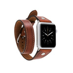 Hector Double Tour Leather Apple Watch Band with Silver Trok