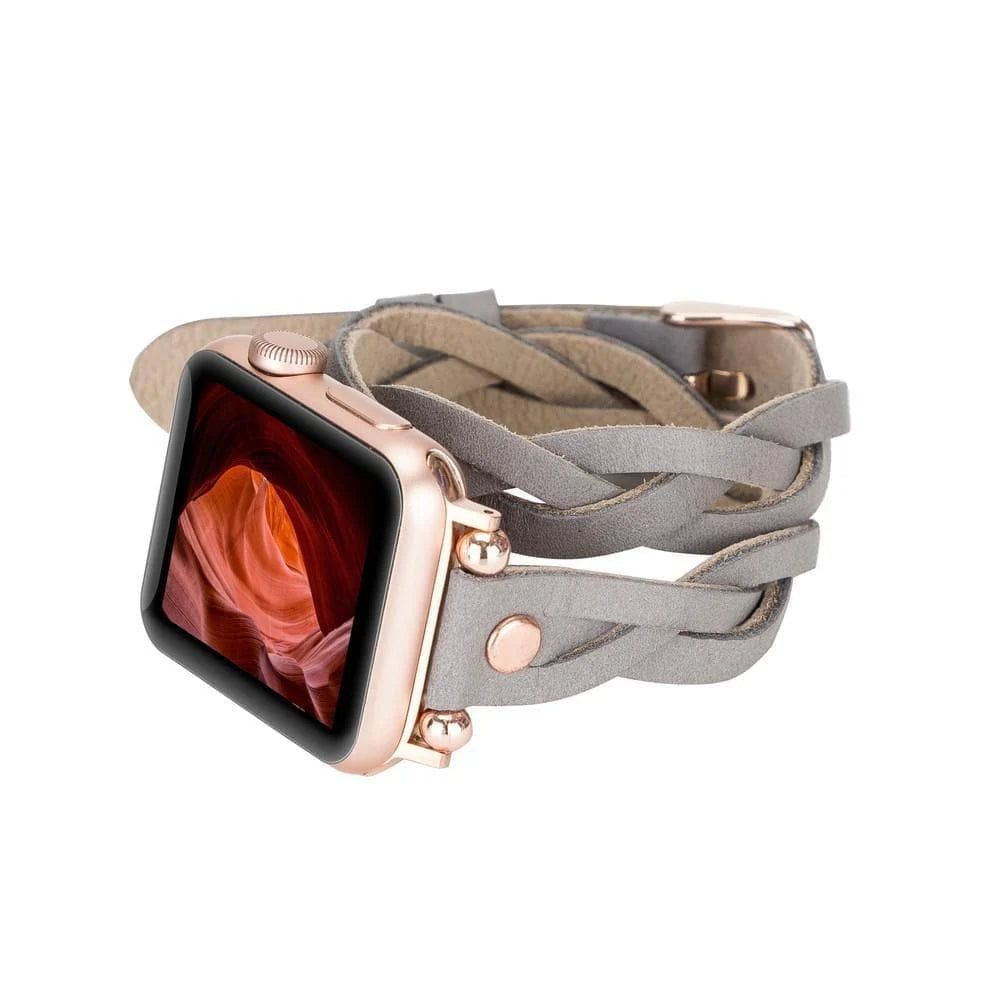 Peggy Ferro Leather Double Tour Apple Watch Band with Rose Gold Trok