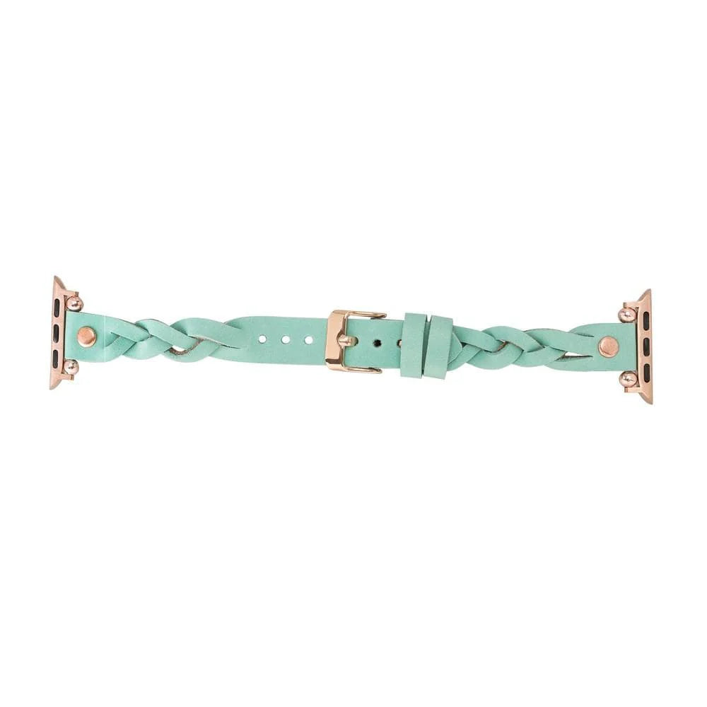 Wanda Braided Leather Apple Watch Band with Rose Gold Trok