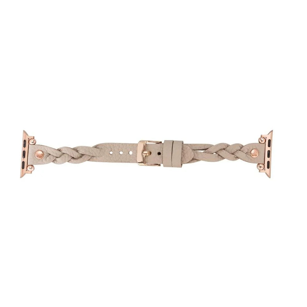 Wanda Braided Leather Apple Watch Band with Rose Gold Trok