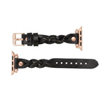 Wanda Braided Leather Apple Watch Band with Rose Gold Trok