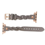 Wanda Braided Leather Apple Watch Band with Rose Gold Trok