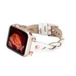 Wanda Braided Leather Apple Watch Band with Rose Gold Trok
