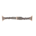 Wanda Braided Leather Apple Watch Band with Rose Gold Trok