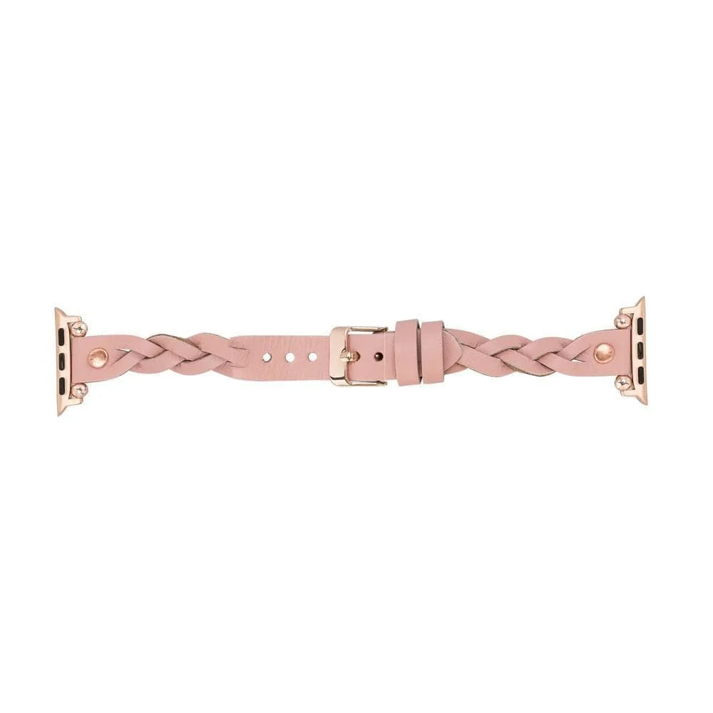 Wanda Braided Leather Apple Watch Band with Rose Gold Trok