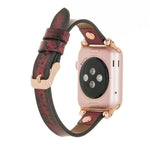 Ferro Leather Apple Watch Band with Rose Gold Trok