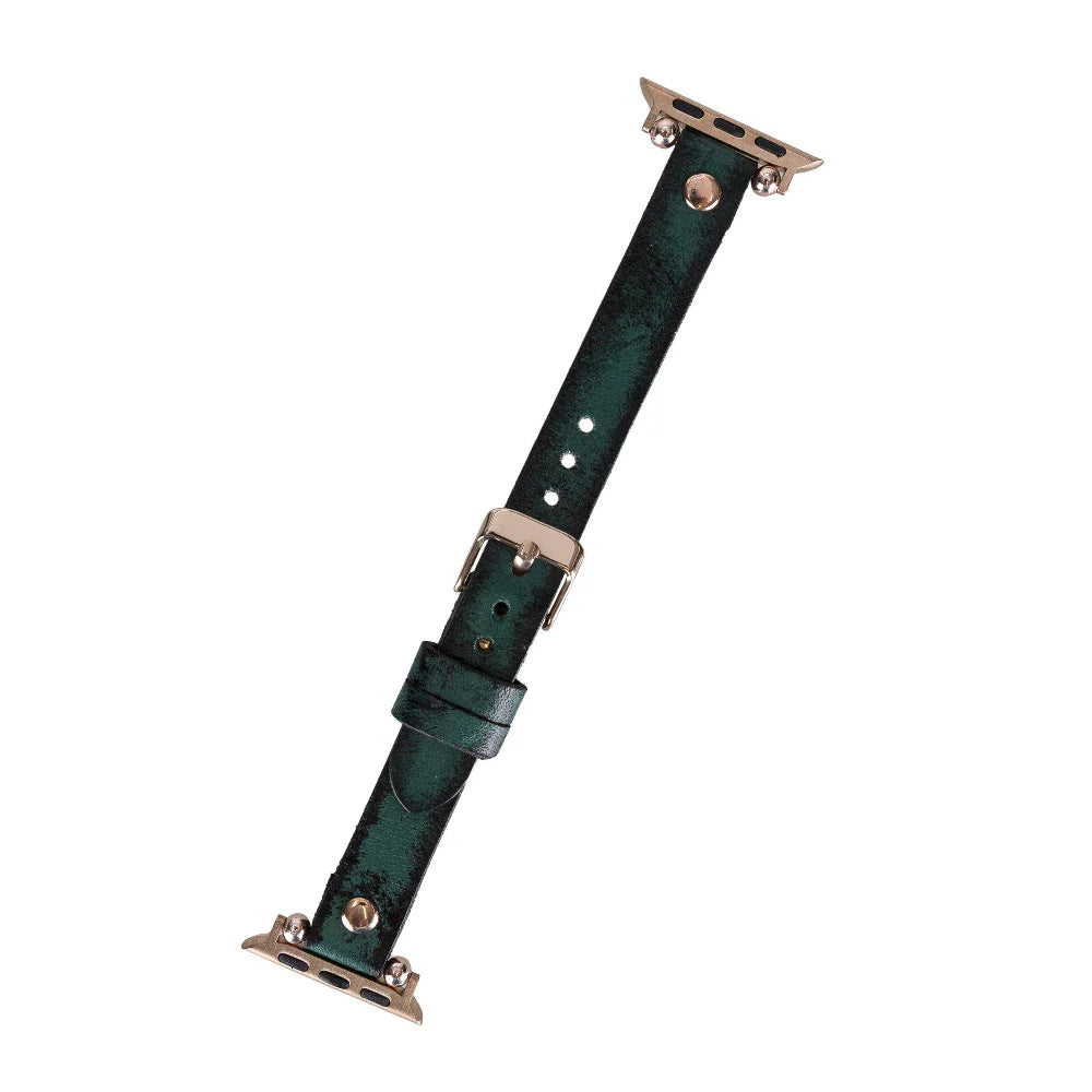 Ferro Leather Apple Watch Band with Rose Gold Trok