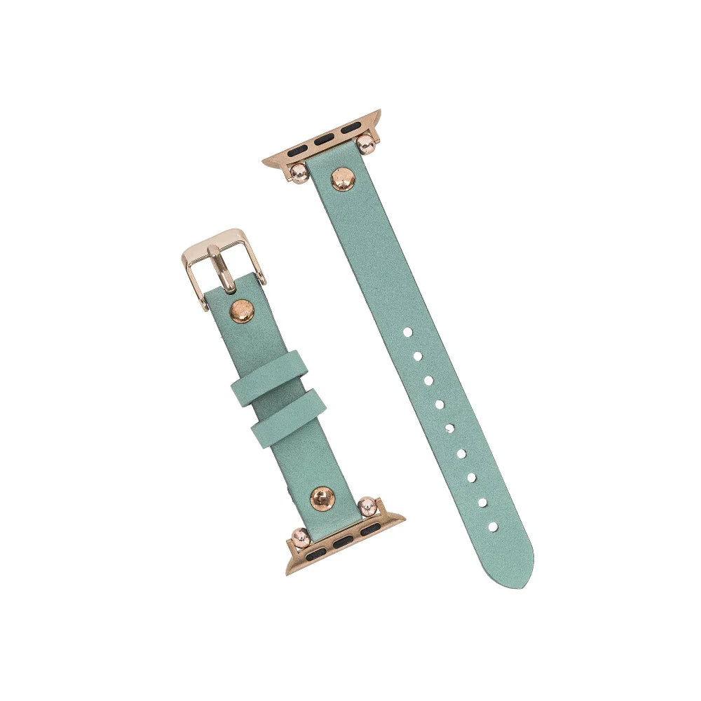 Ferro Leather Apple Watch Band with Rose Gold Trok