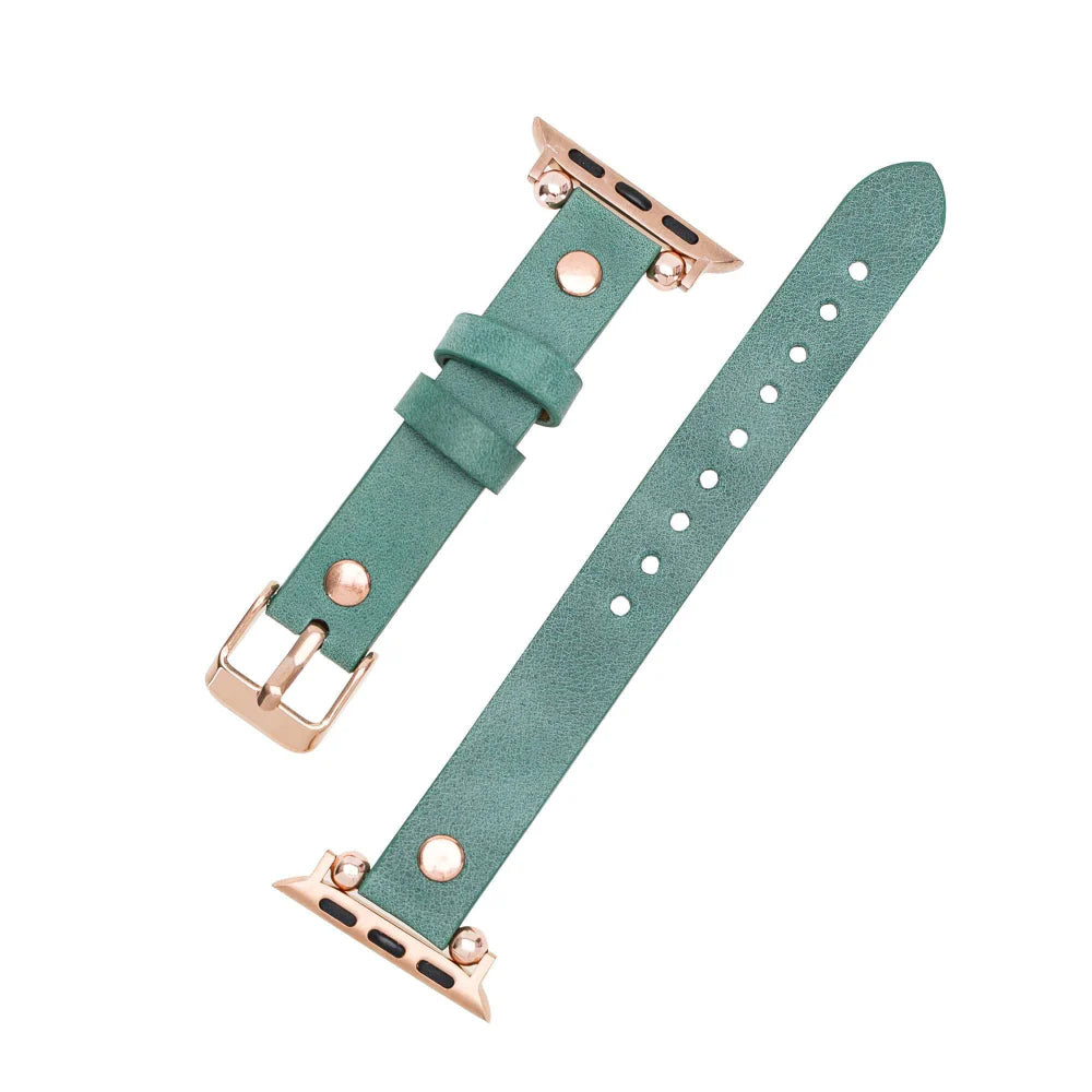 Ferro Leather Apple Watch Band with Rose Gold Trok
