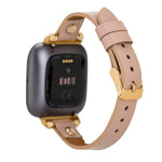 Ferro Leather Fitbit Watch Band with Gold Trok