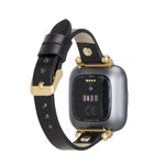 Ferro Leather Fitbit Watch Band with Gold Trok