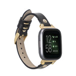 Ferro Leather Fitbit Watch Band with Gold Trok