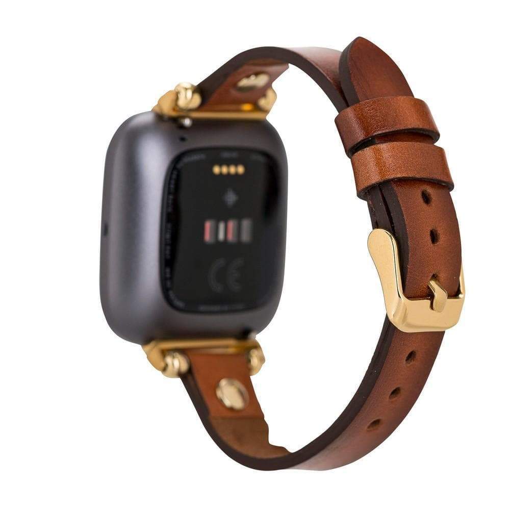 Ferro Leather Fitbit Watch Band with Gold Trok