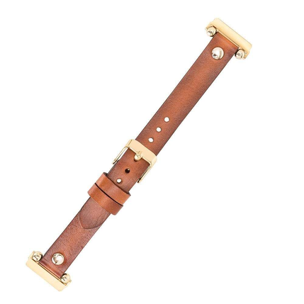 Ferro Leather Fitbit Watch Band with Gold Trok