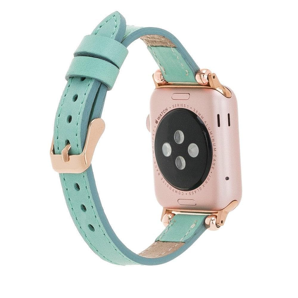 Ferro Leather Fitbit Watch Band with Rose Gold Trok