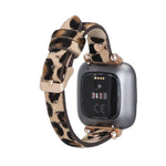 Ferro Leather Fitbit Watch Band with Rose Gold Trok