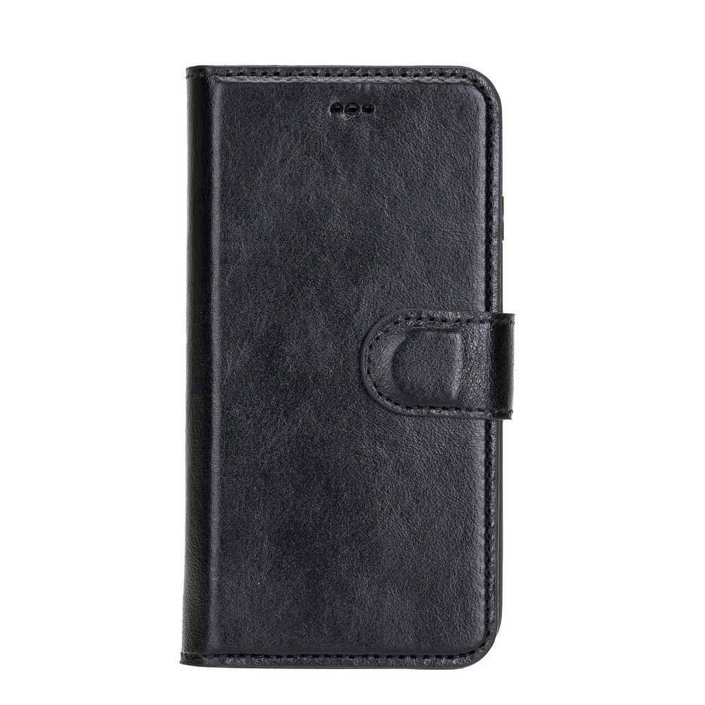 Apple iPhone 7-8-SE Compatible Leather Wallet Case RST1 Black