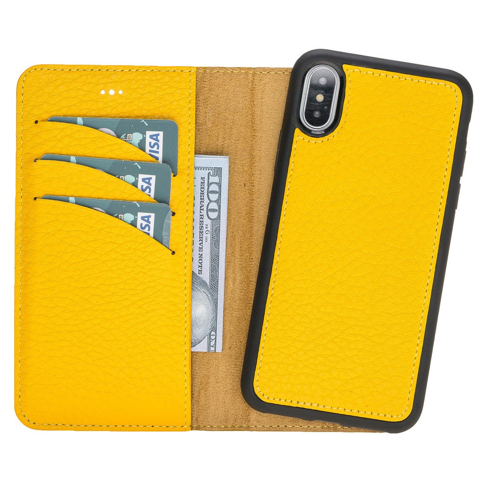 Apple iPhone X-XS Series Leather Wallet Case Yellow