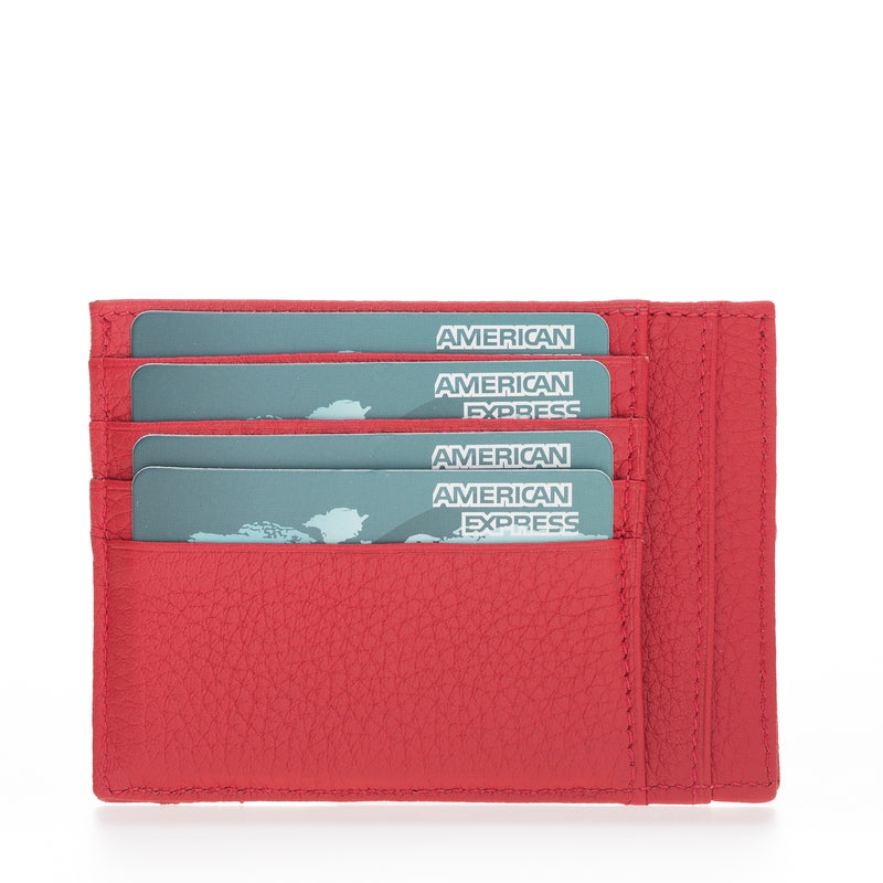 Leather Card Holder, Coin Section, 6 Card Windows, Pomegranate Flower