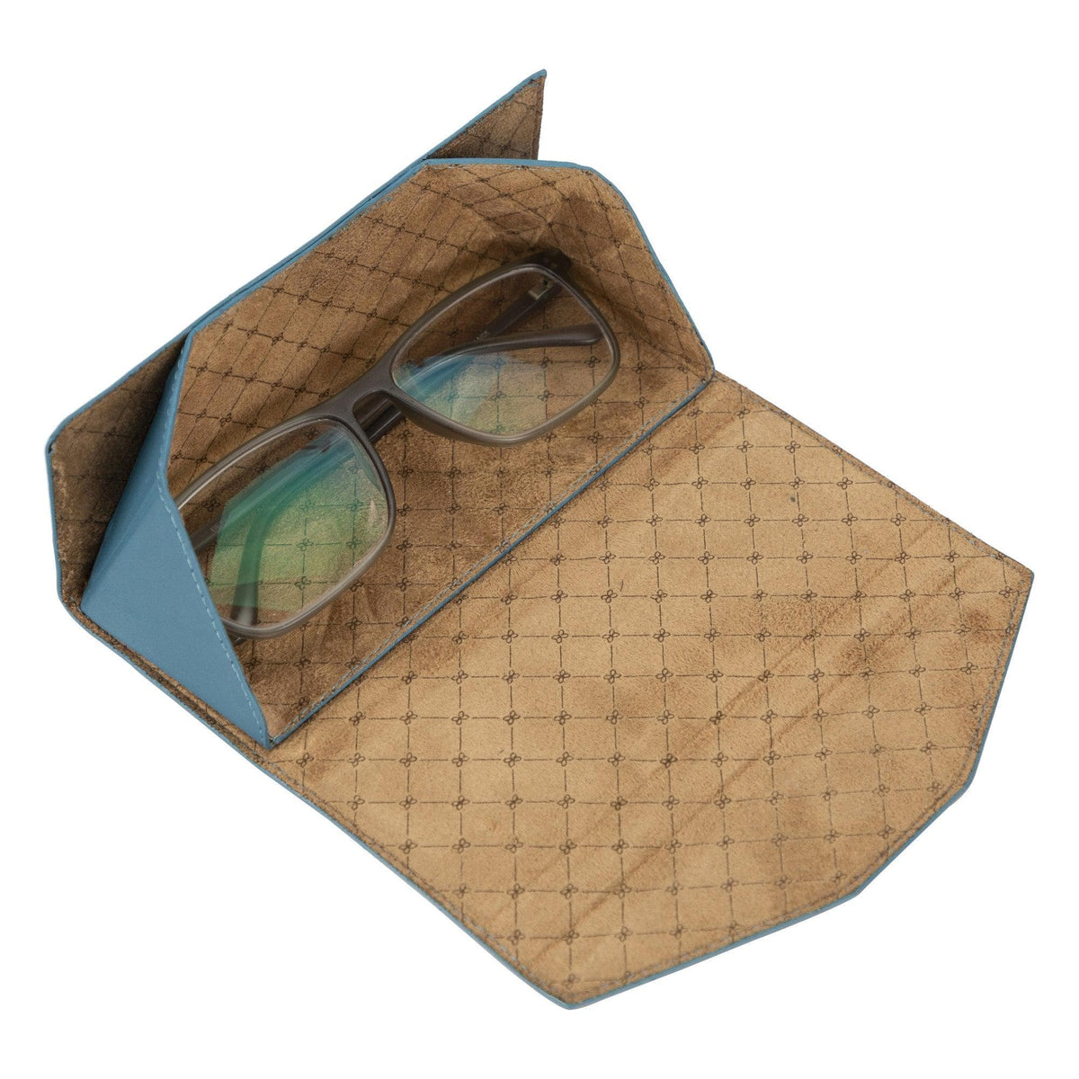 Handmade Genuine Leather Eyewear Case - Magnetic Triangular Design