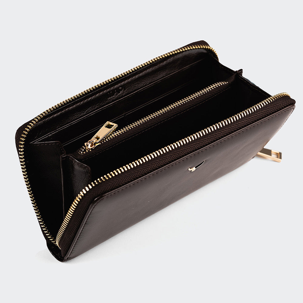 5111 Women Large Leather Wallet With Dual Compartments