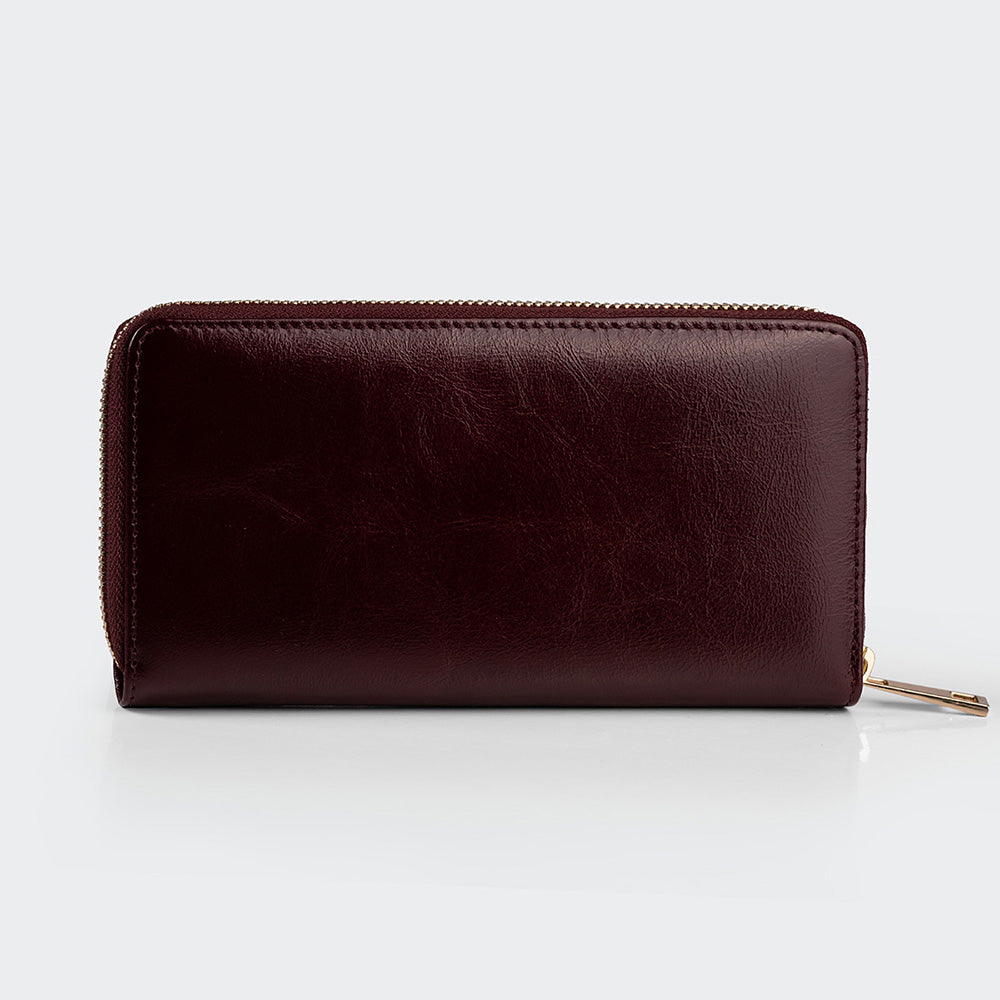 5111 Women Large Leather Wallet With Dual Compartments
