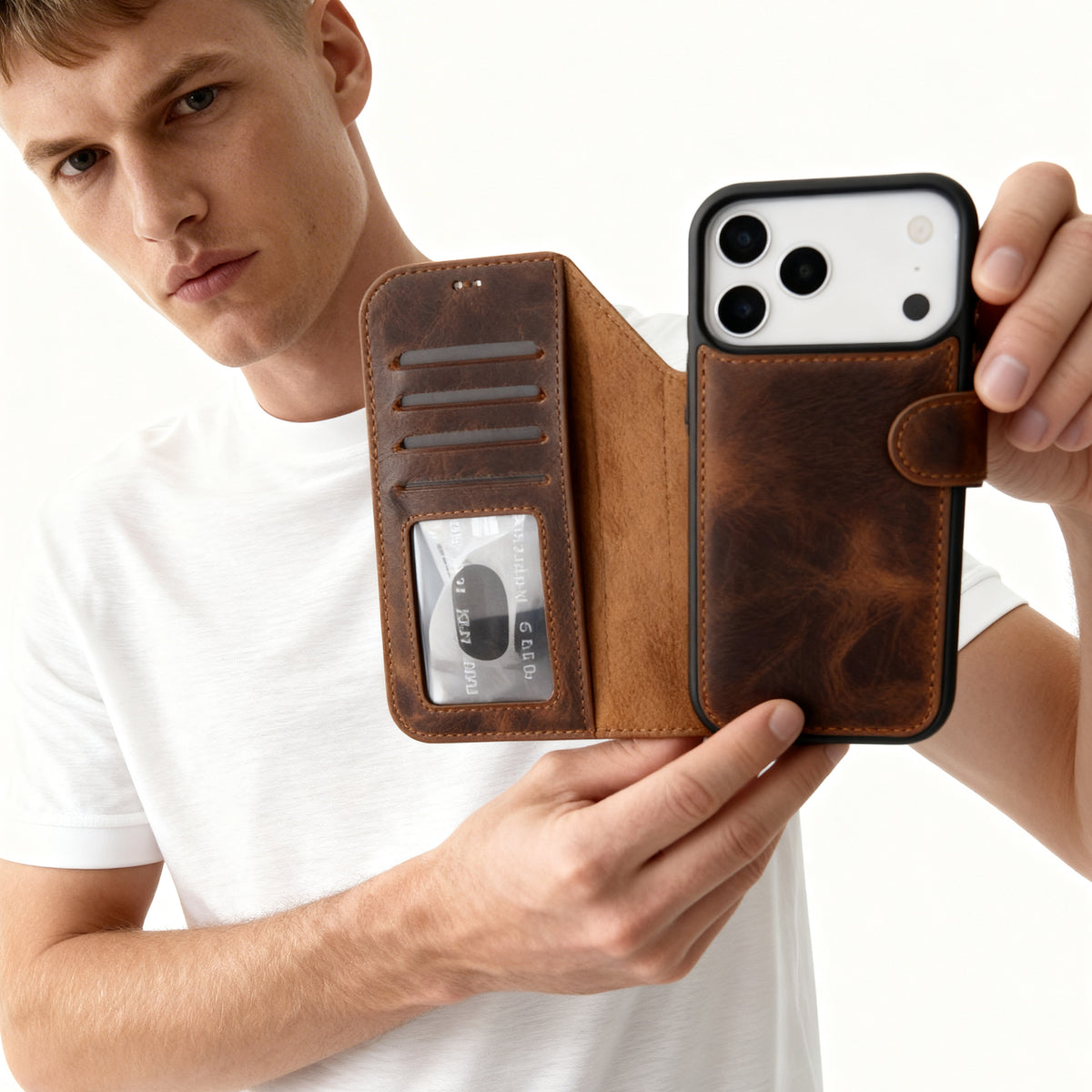Magic iPhone 17 Leather Wallet Case, Pro /Pro Max / Air (Detachable)