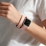 Hector Double Tour Leather Apple Watch Band with Silver Trok