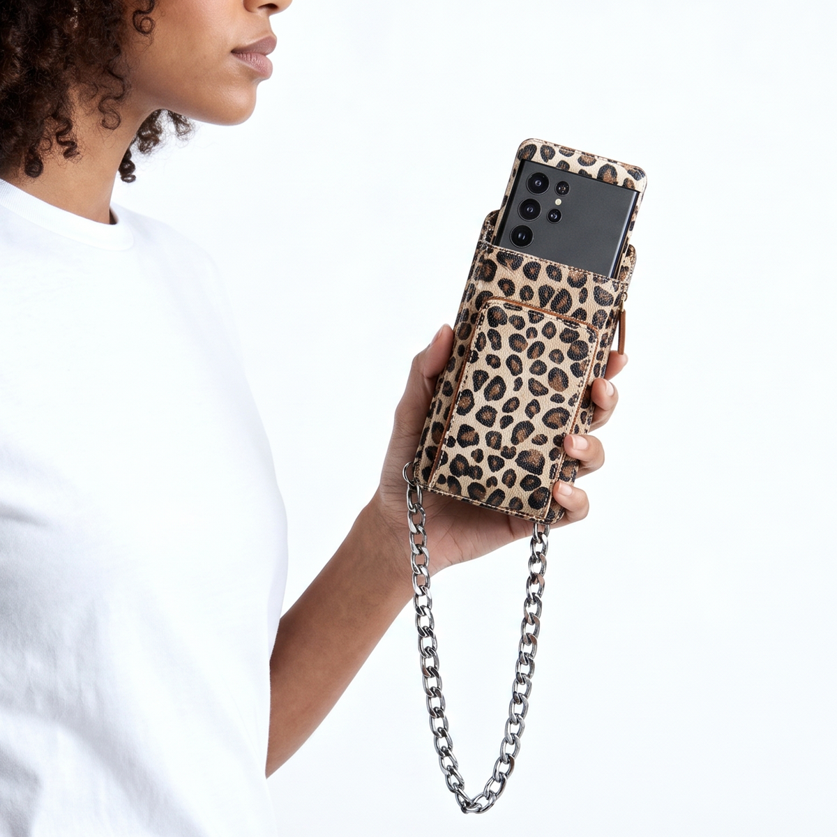 Handmade Leather Wallet Phone Case Crossbody Bag with Chain (Cadenza)