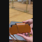 Leather Glasses Case With Strap, Suede Lining & Magnetic Closure (Lenzora)