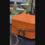 Leather Jewelry Organizer, Travel-Friendly Genuine Leather Storage Box with Velvet Lining (Celeste)