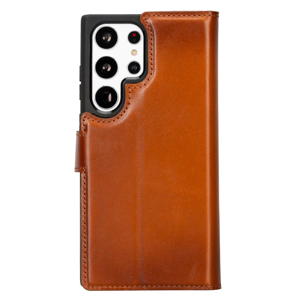 Samsung Galaxy S23 Ultra Compatible Leather Wallet Case RST2EF Brown